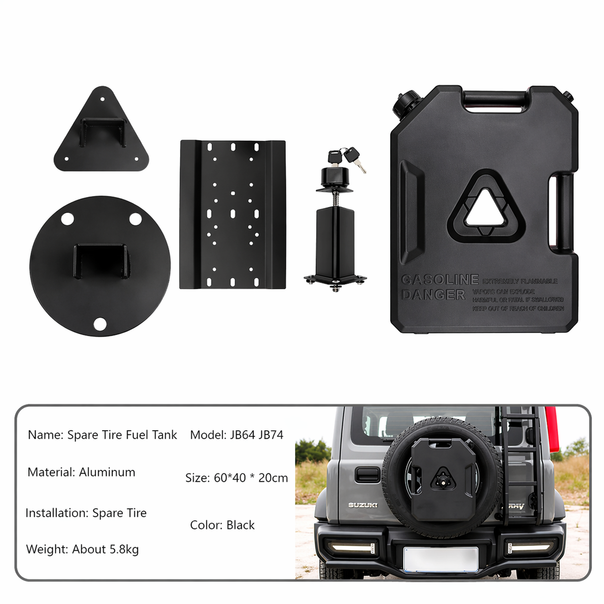 Suzuki Jimny JB64/JB74 (2019–Present) | Spare Wheel Mounted Fuel Tank (Expansion Kit)