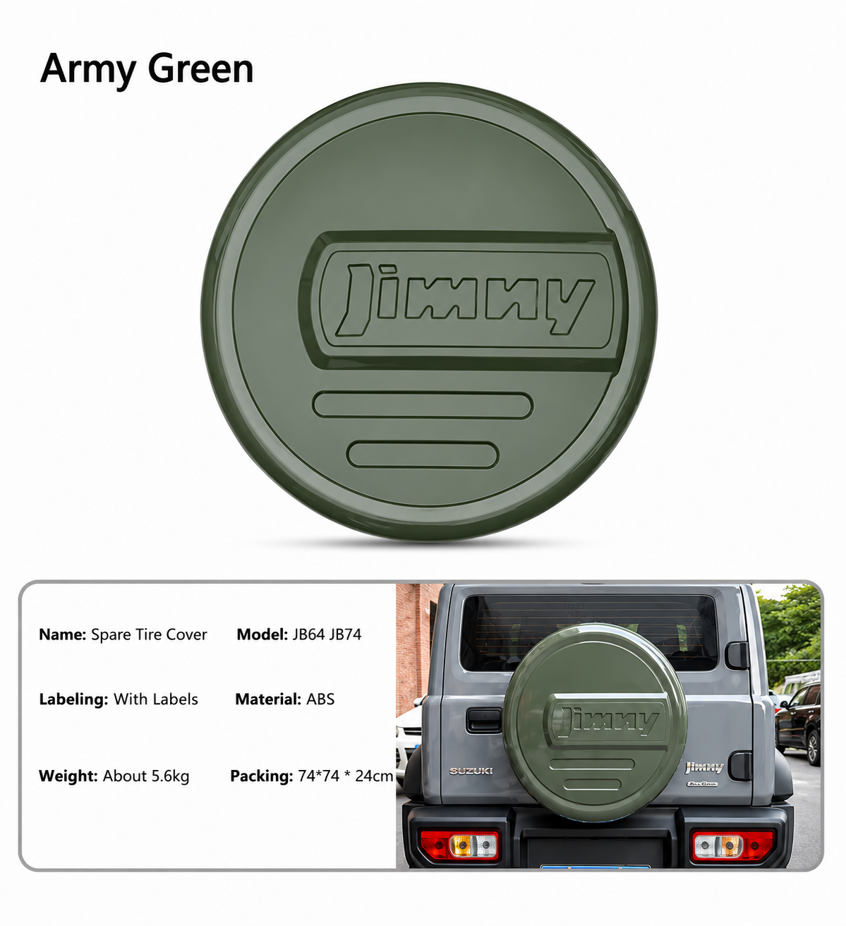 Suzuki Jimny JB64 JB74 JC74 (2019–2025) | Premium ABS Spare Wheel Cover | Rear Tailgate Styling Kit