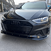 Gloss black front lip splitter fitted to Audi A4 S4 B9 facelift
