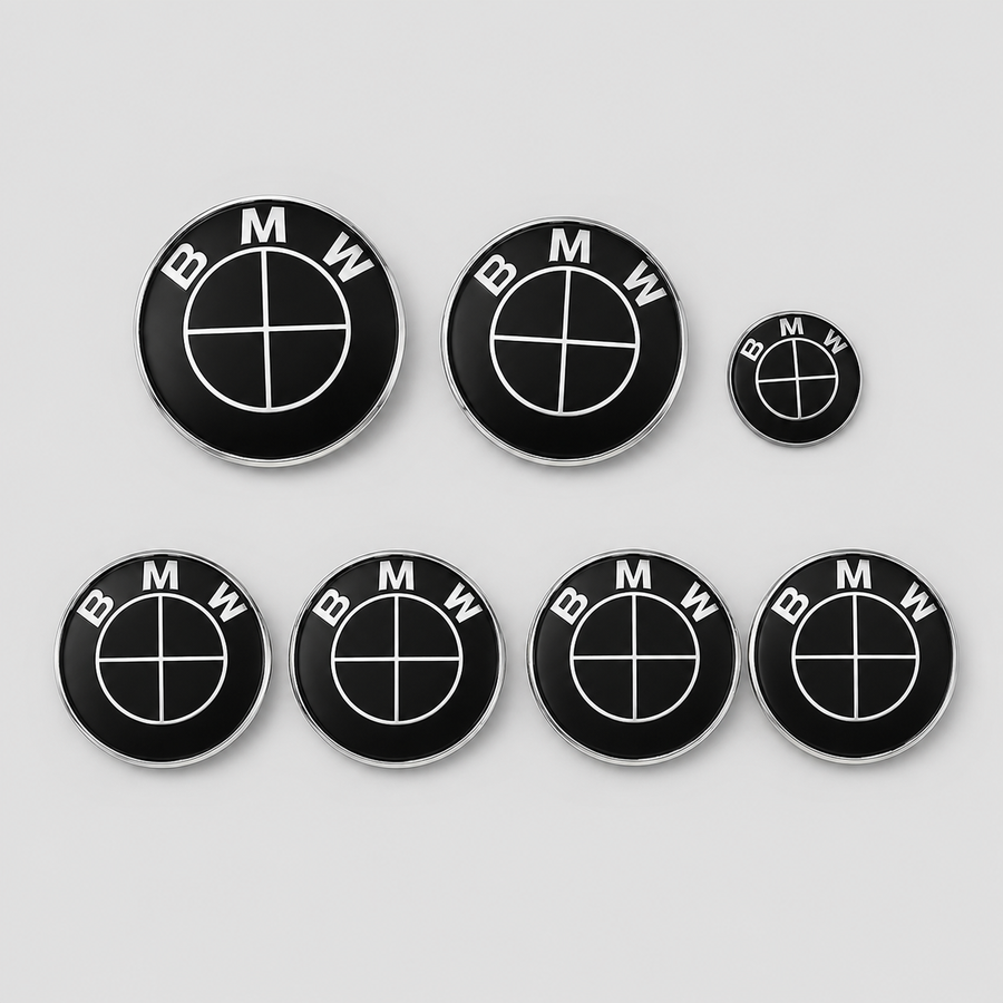 7-Piece Replacement Emblem & Wheel Centre Cap Set - Compatible with BMW