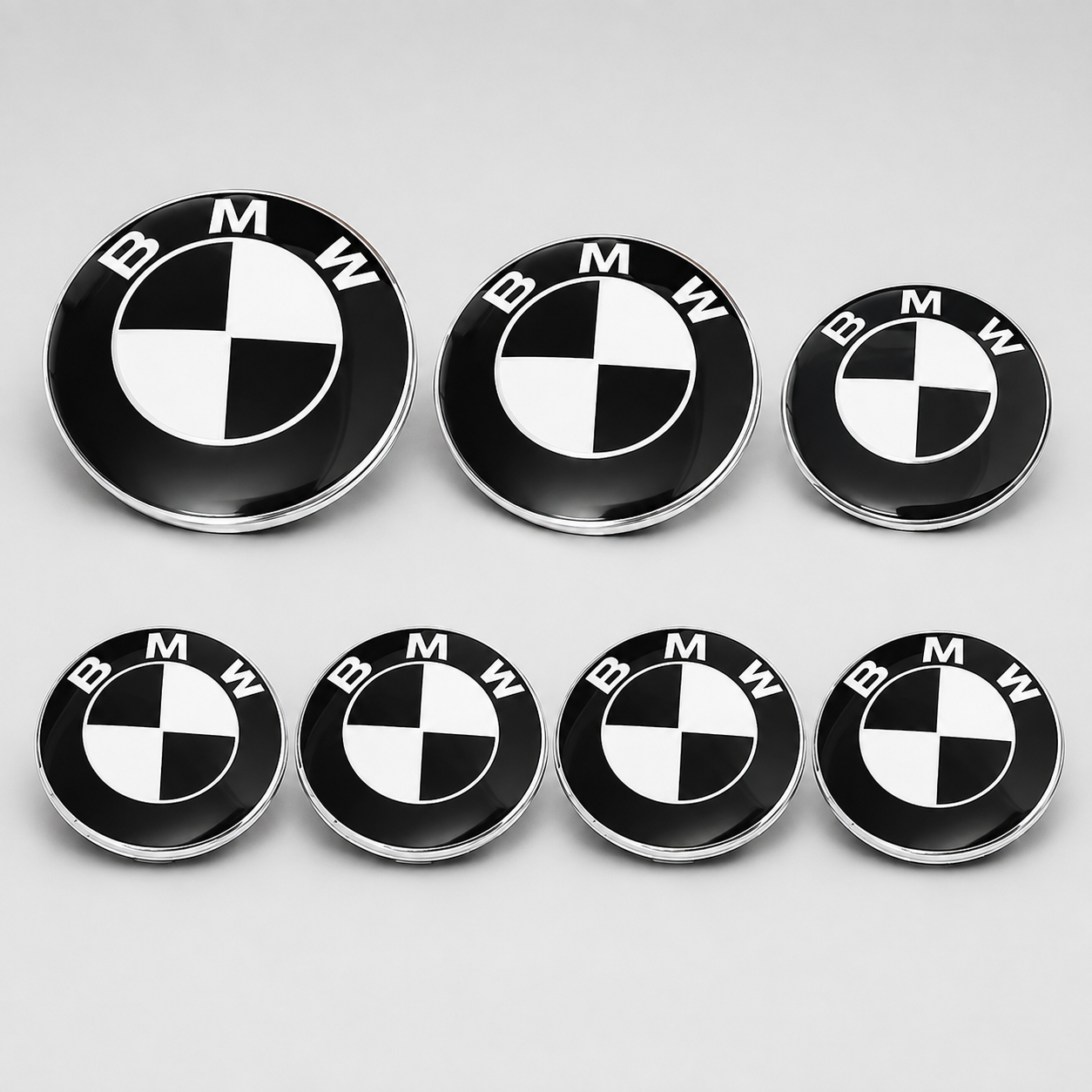 Black and white replacement emblem badge set compatible with BMW