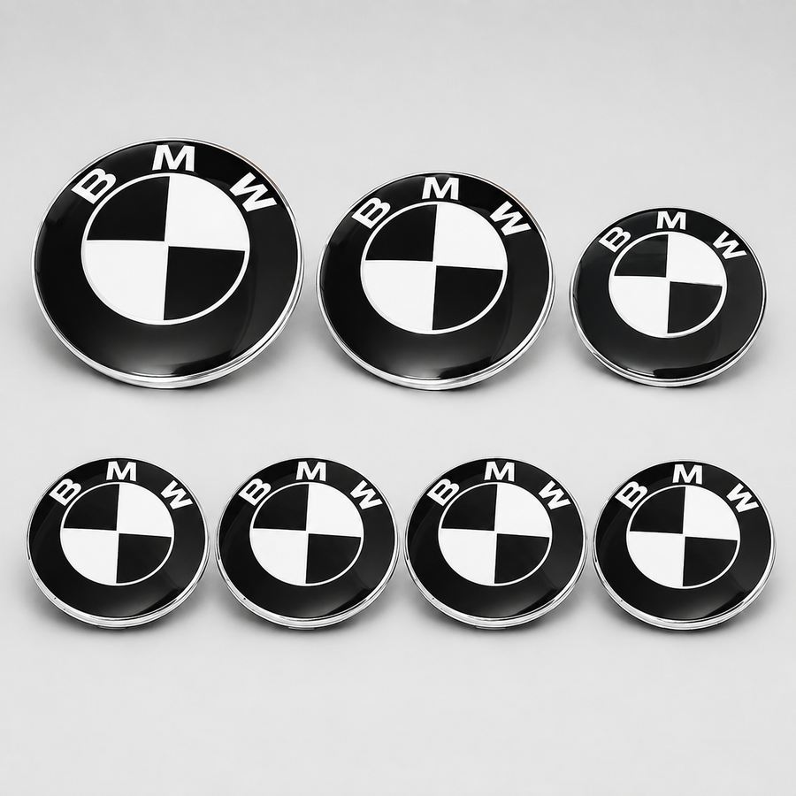 Black & White Replacement Emblem Badge Set - Compatible with BMW