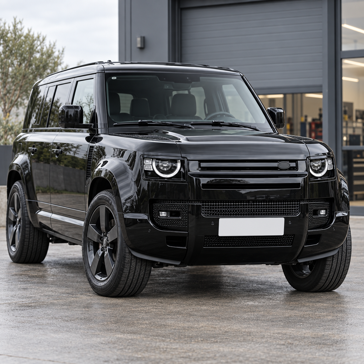 Gloss black front bumper conversion fitted to Land Rover Defender L663
