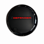 Defender spare wheel cover - gloss black red lettering