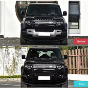 Defender front bumper before and after conversion