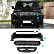 Defender front bumper conversion and grille components
