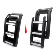 Land Rover Defender side ladder shown folded and extended