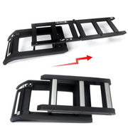 Defender telescopic ladder extending and folding mechanism
