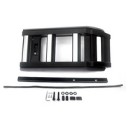 Black and silver telescopic folding side ladder with fitting hardware