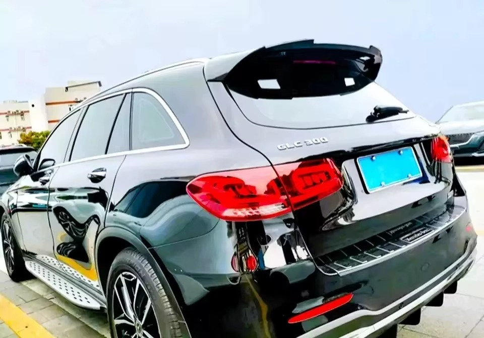 Mercedes GLC X253 gloss black rear roof spoiler fitted side view