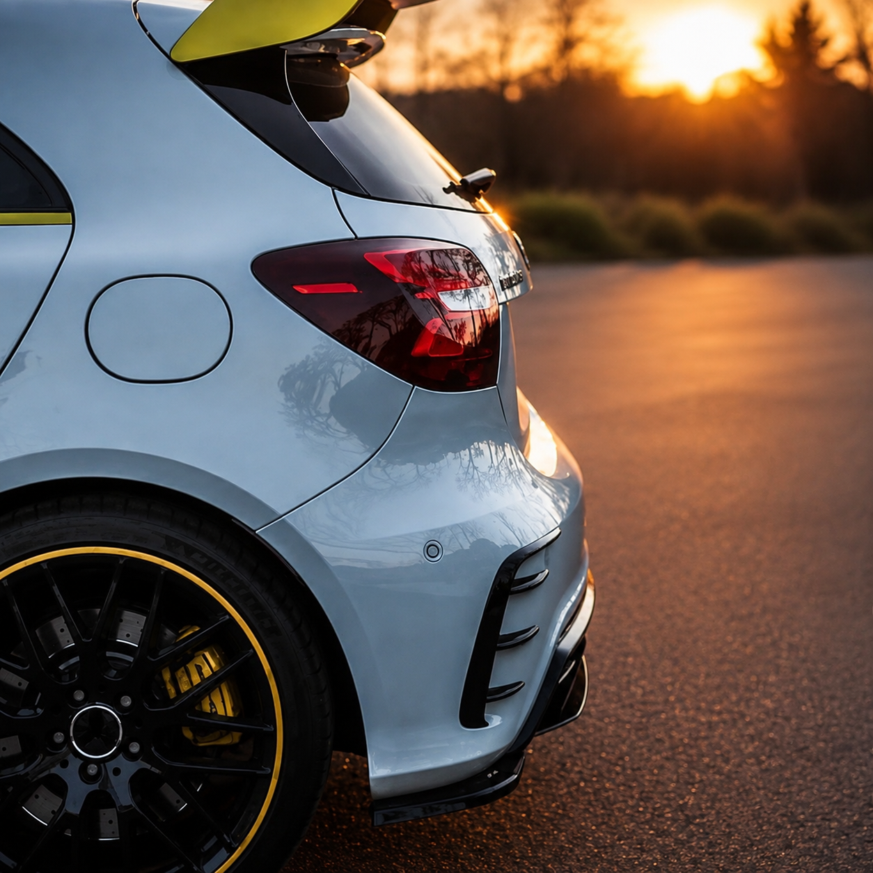 Mercedes A-Class W176 rear bumper three-fin canard trim fitted