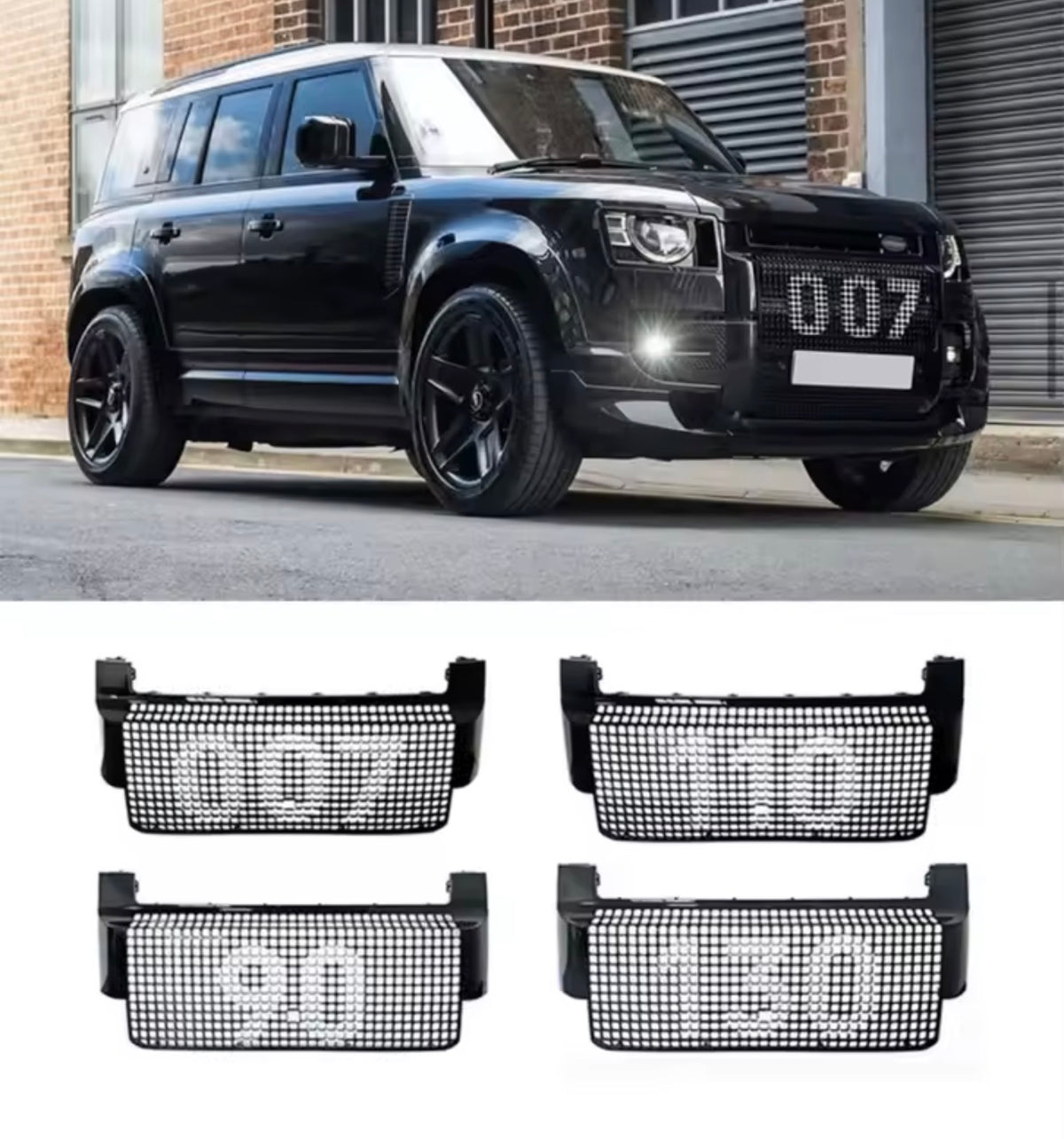 Defender front grille honeycomb numbered style options
