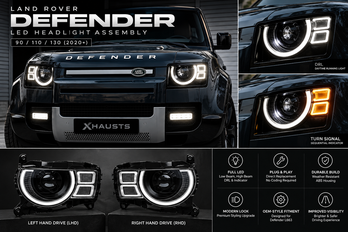 Illustrative Defender LED headlight styling concept – verify actual supplied item
