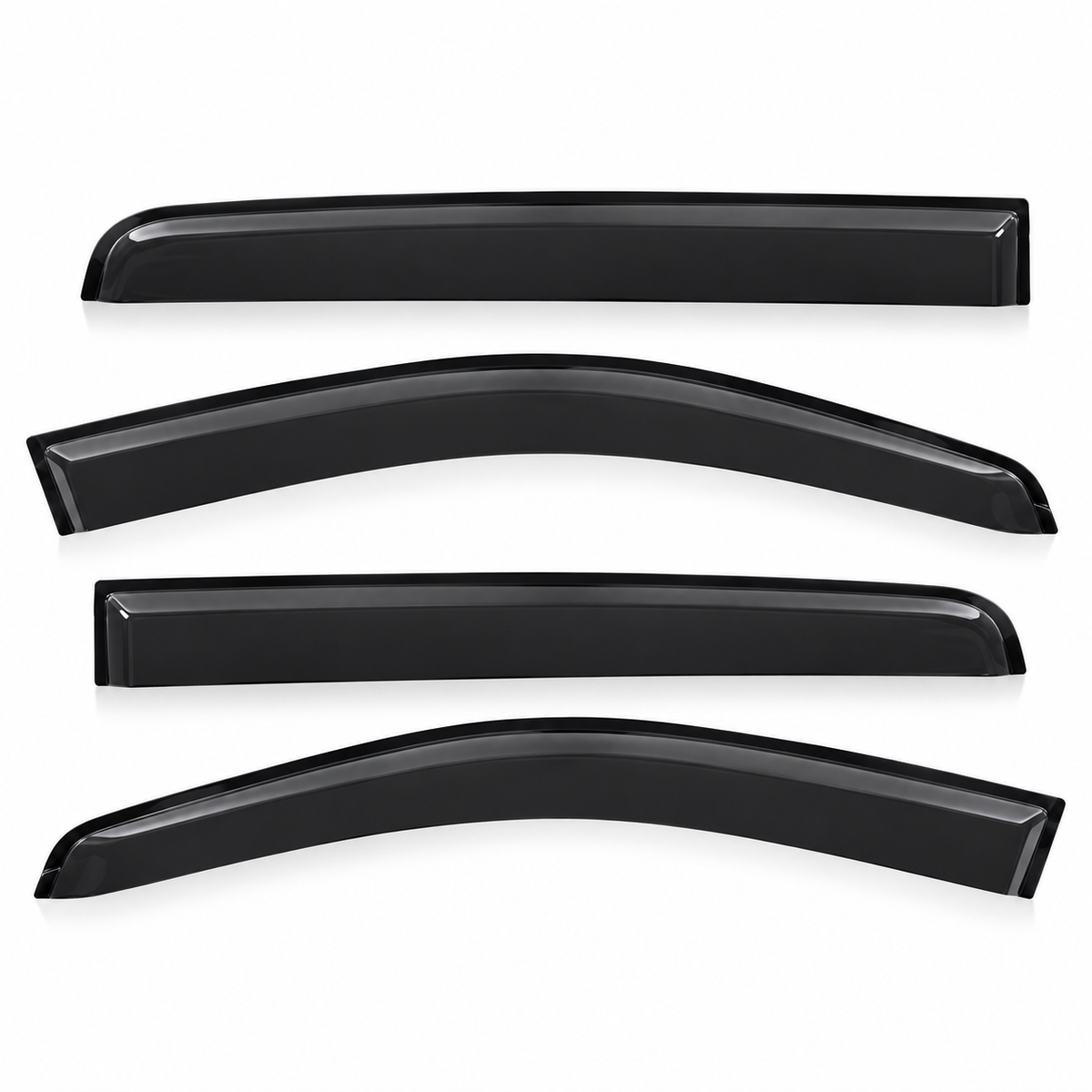 Four-piece dark smoke Ford Ranger window deflector set